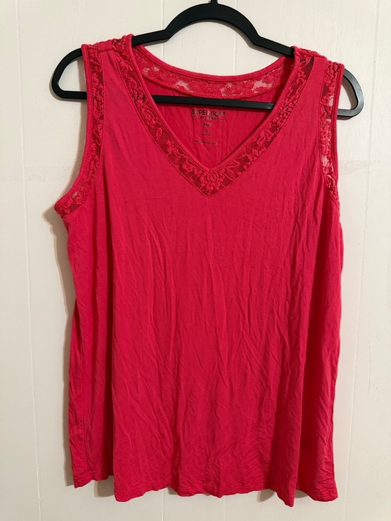 torrid Tops - Super Soft by Torrid Lace-Trim V-Neck Tank Top - Red